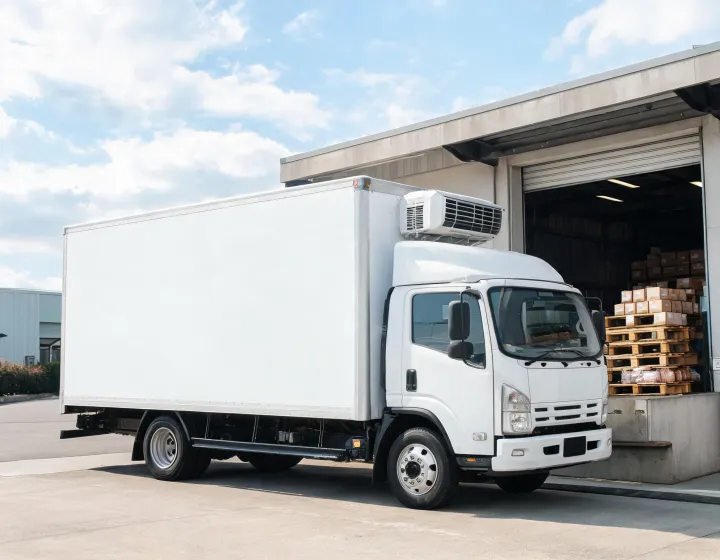 Refrigerated commercial truck at a chilled distribution loading bay